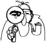 Sherlock Holmes looking through a magnifying glass